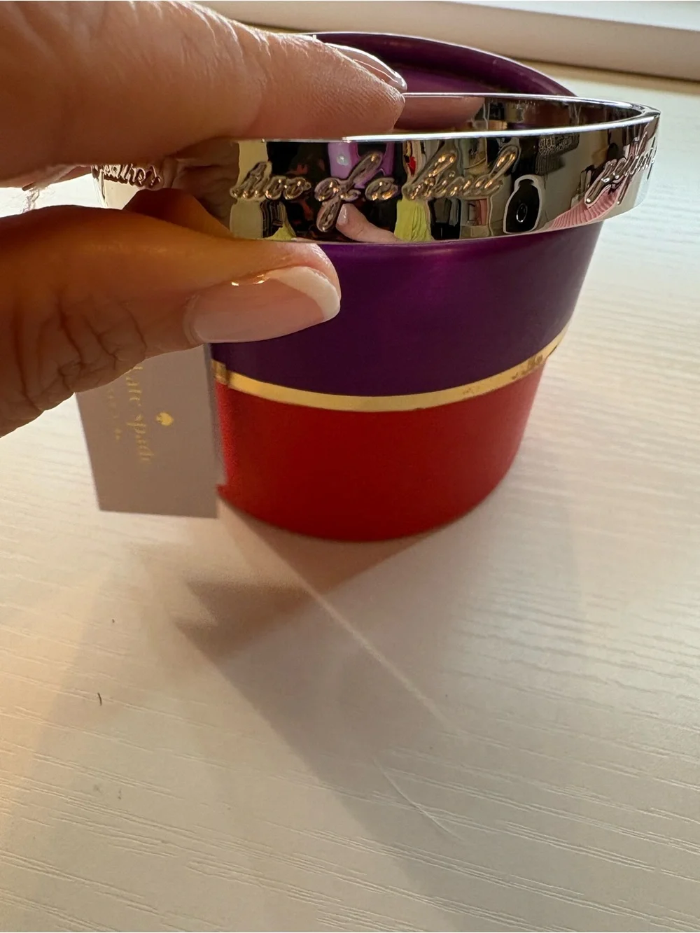 kate spade Silver Engraved Bangle best friends